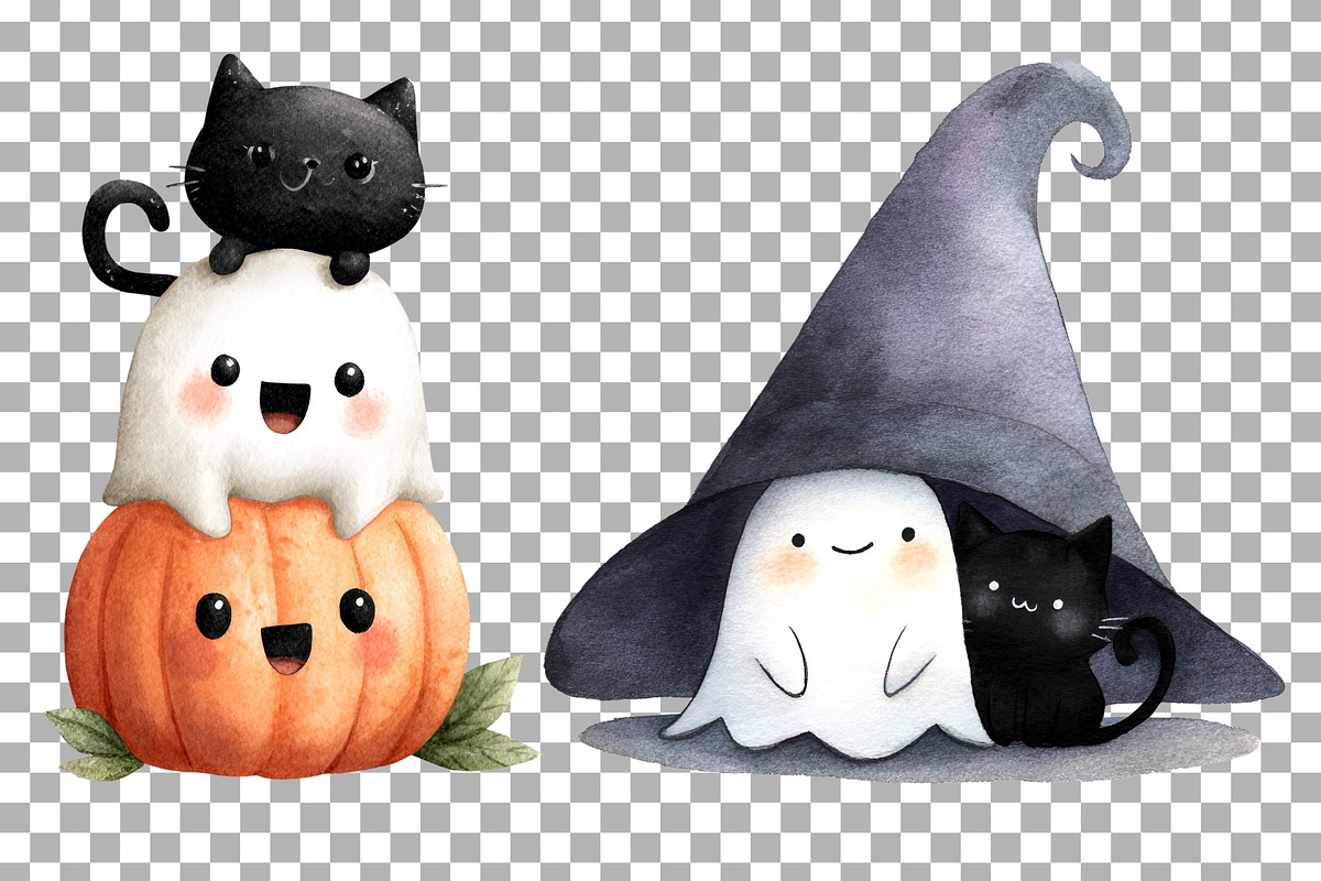 Halloween Ghost Cat Clipart PNG, a Seasonal Illustration by SugarCloudStudioArt (Photo 6 of 6)