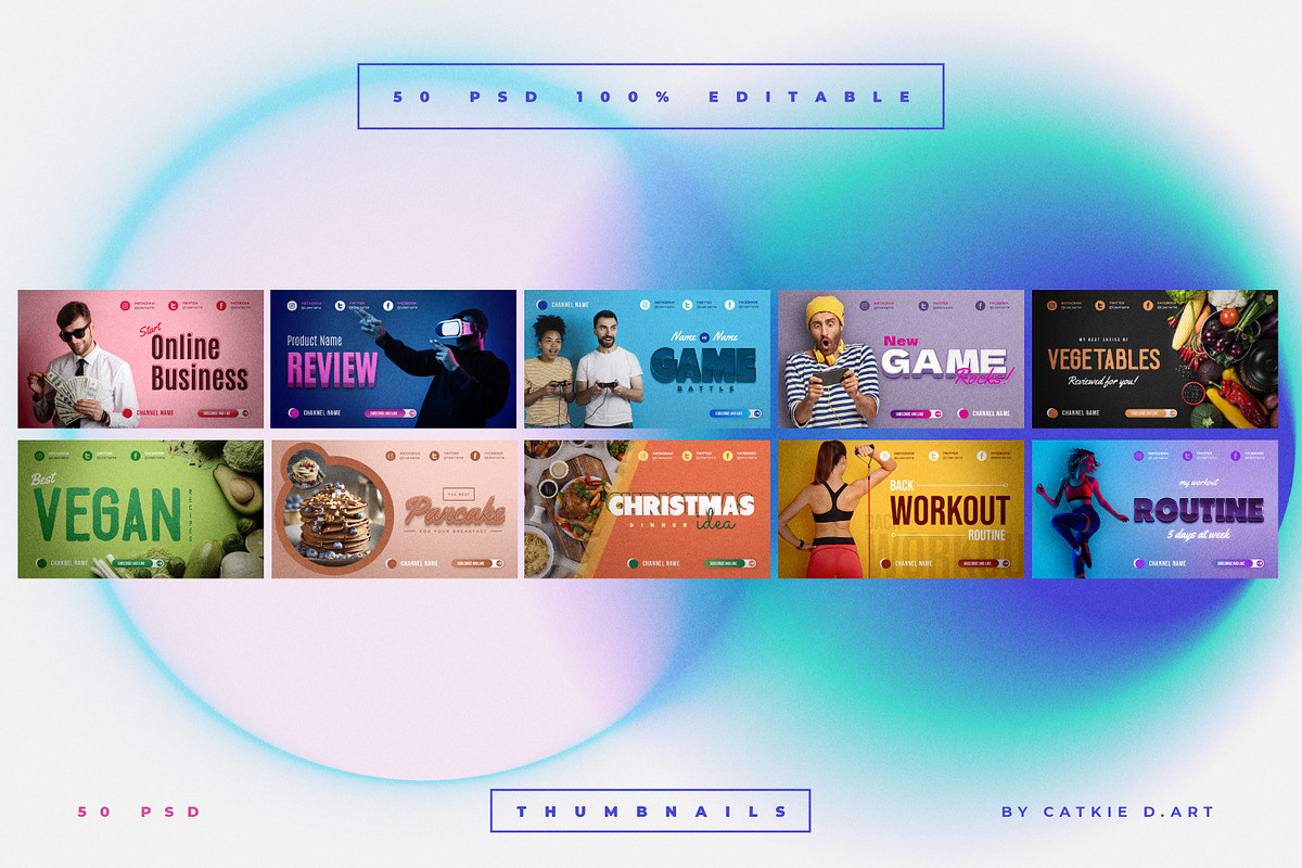 Youtube Thumbnail Bundle (50 PSD), a Social Media Template by Catkie - Digital Art (Photo 14 of 15)