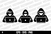 hooded figure working on a laptop, a Person Illustration by Vectorhight (Thumbnail 3 of 3)
