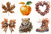 Watercolor Leopard Print Autumn Clip, an Illustration by Pixels.Craft (Thumbnail 2 of 7)