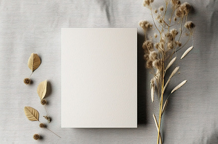 mockup boho style empty white card, a Background Photo by Virgo Studio