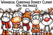 Whimsical Christmas Donkey Clipart, an Illustration by Pixels.Craft (Thumbnail 1 of 6)