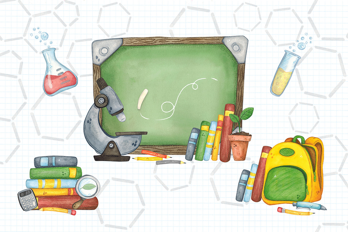 Science for kids watercolor clip art, an Object Illustration by DemiLena (Photo 6 of 18)