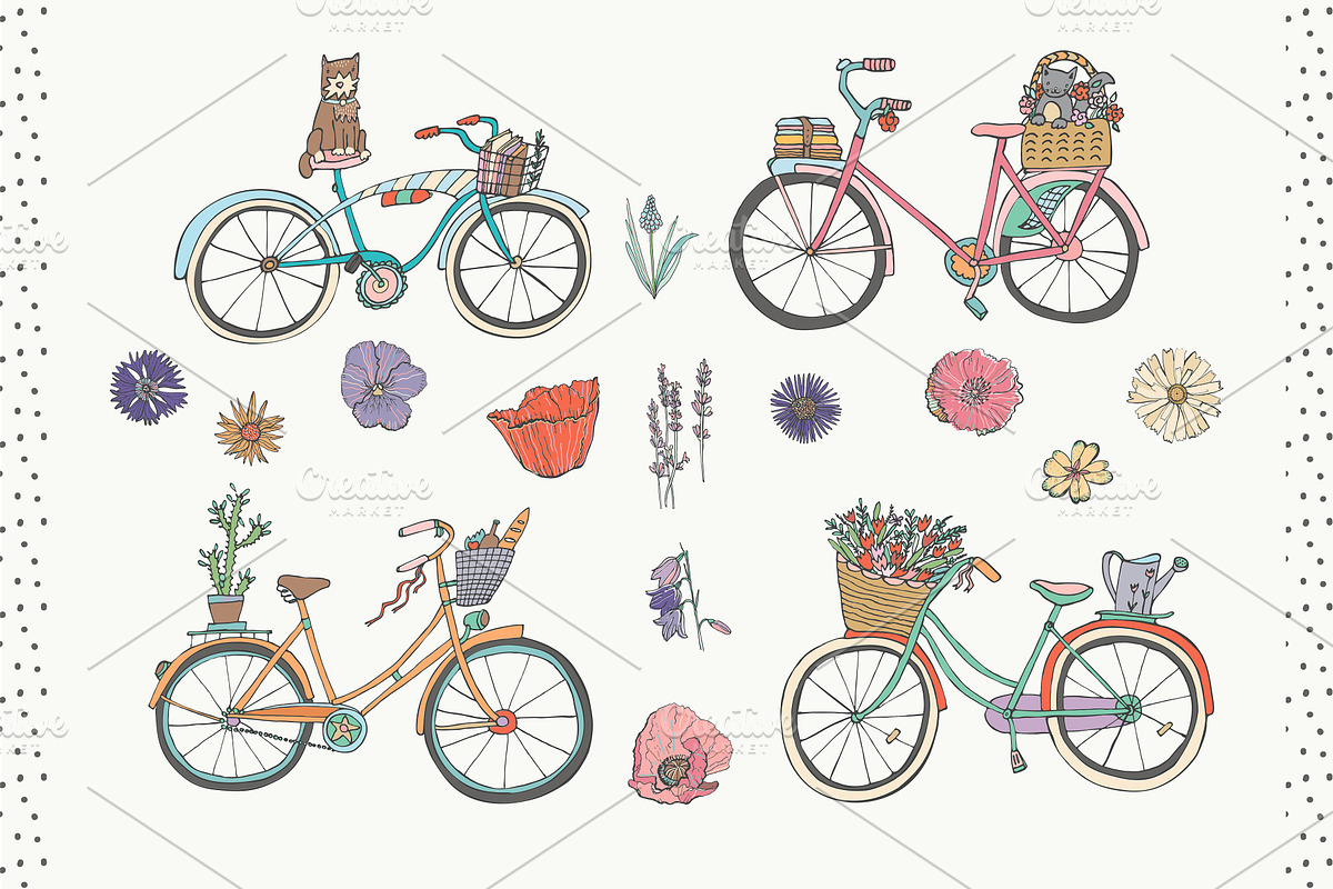 Bicycles with Flowers, a Pattern Graphic by GooseFrol (Photo 2 of 6)