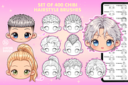 Procreate Chibi Hairstyles brushes, a Brush Add-On by Revabrush (Thumbnail 5 of 16)
