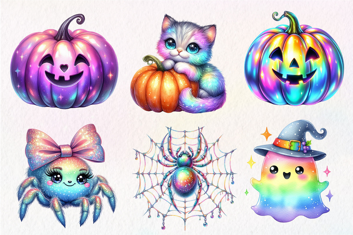 Cute Halloween Iridescent Clipart, an Illustration by Dream Creation (Photo 4 of 7)
