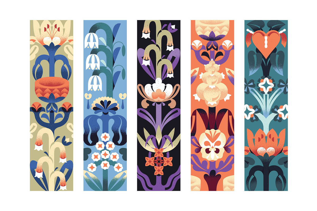 Abstract flowers set + backgrounds, a Decorative Illustration by PaperTrident (Photo 5 of 16)