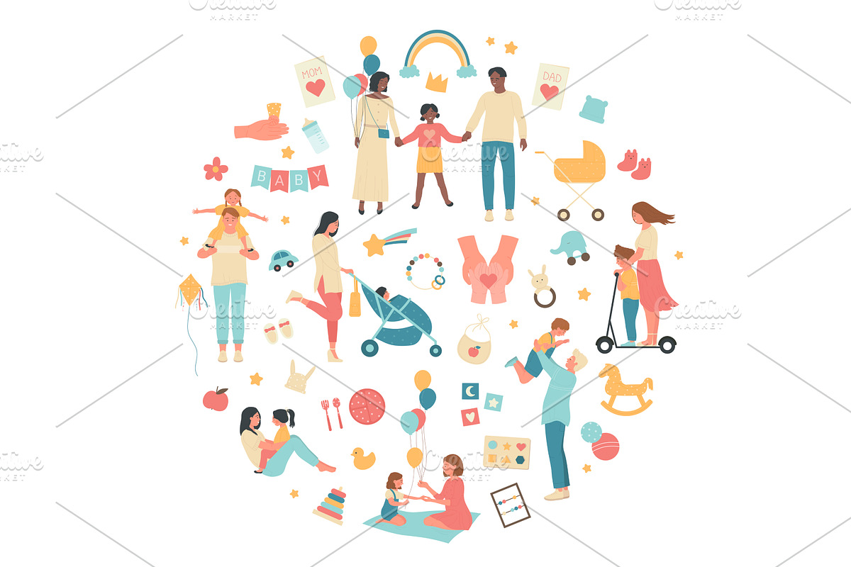 Family activities concept with, an Object Illustration by Flashvector