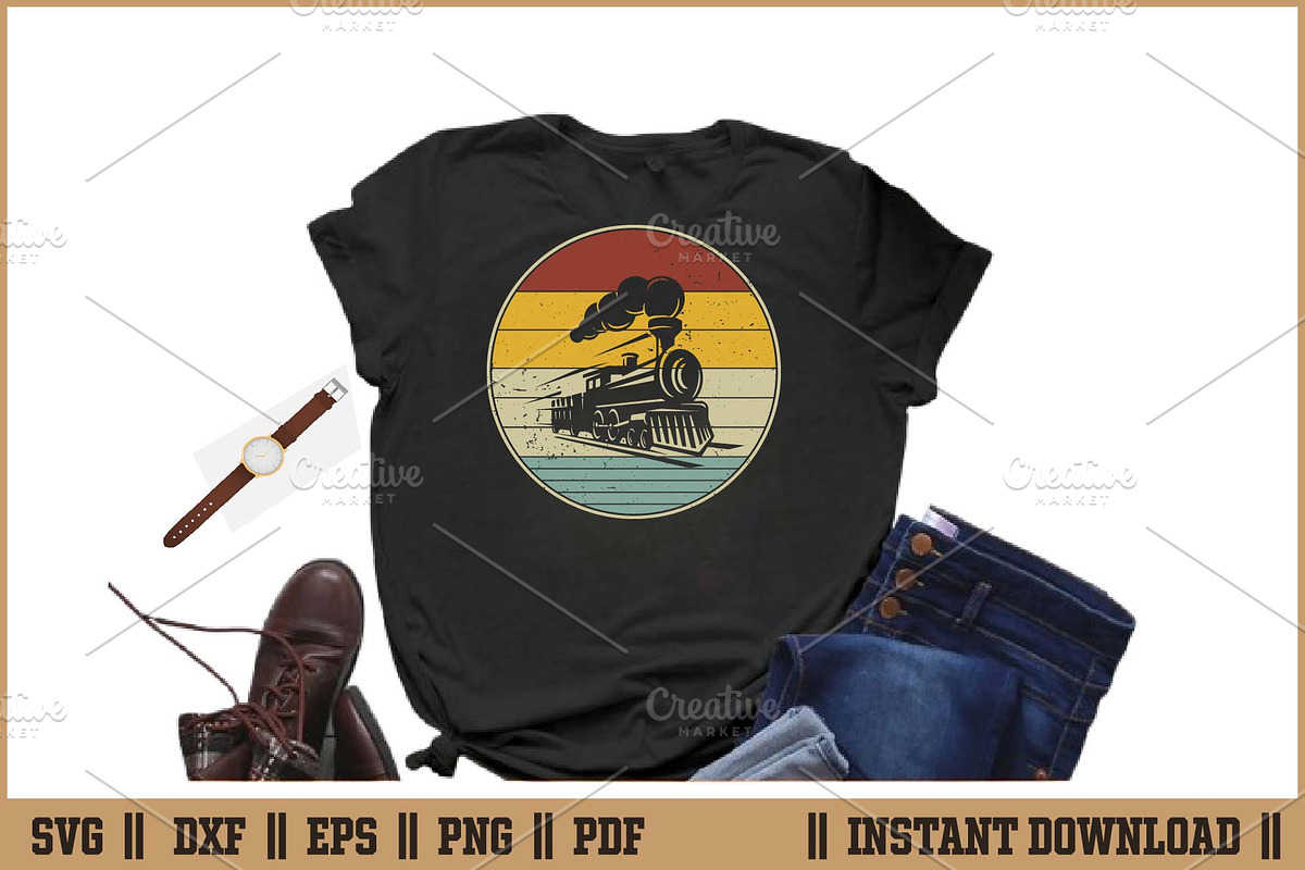 Train Vintage Distressed Retro SVG, a Work Illustration by Handy Arts Studio (Photo 2 of 3)