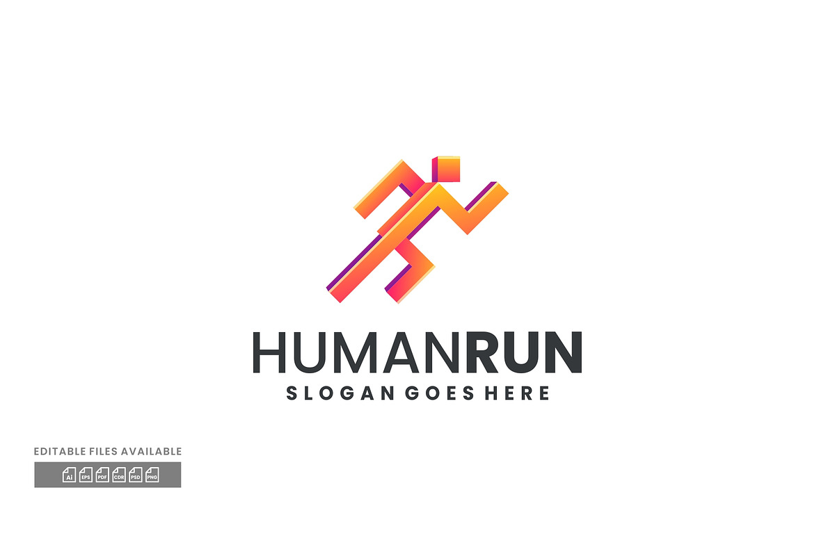 Human Run Gradient Colorful Logo, a Branding & Logo Template by ivan_artnivora