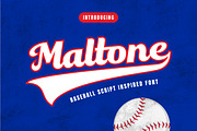 Maltone - Baseball Inspired Script, a Script Font by Rishsketch (Thumbnail 1 of 12)