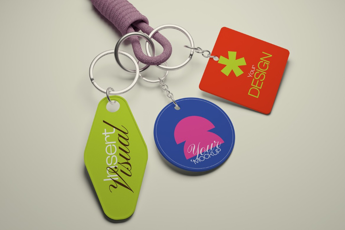 Geometric Keychain Mockup, a Merchandise Mockup by graphicook