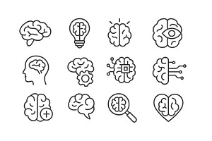 Collection of brain icons, an Illustration by ZinetroN