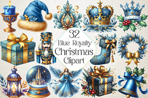 Blue Royalty Christmas Clipart, an Illustration by DreamPrint404