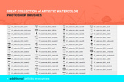 Watercolor art brushes for Photoshop, a Brush Add-On by Digithings (Thumbnail 2 of 8)