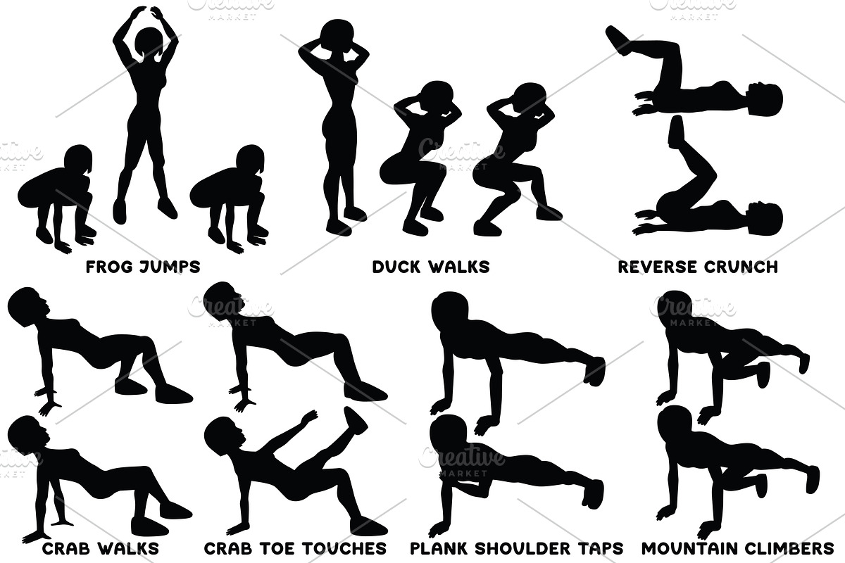 Sport exercises black collection, a Healthcare Illustration by tamara.comotomka (Photo 6 of 8)