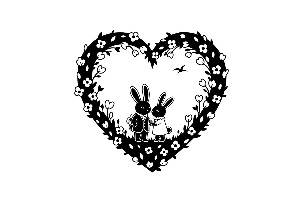 Cute Bunny Love Silhouette Icons, an Illustration by Creativeshirt (Photo 19 of 51)