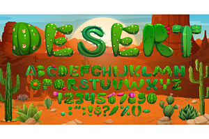 Cactus font, succulent typeface, a Decorative Illustration by Vector Tradition