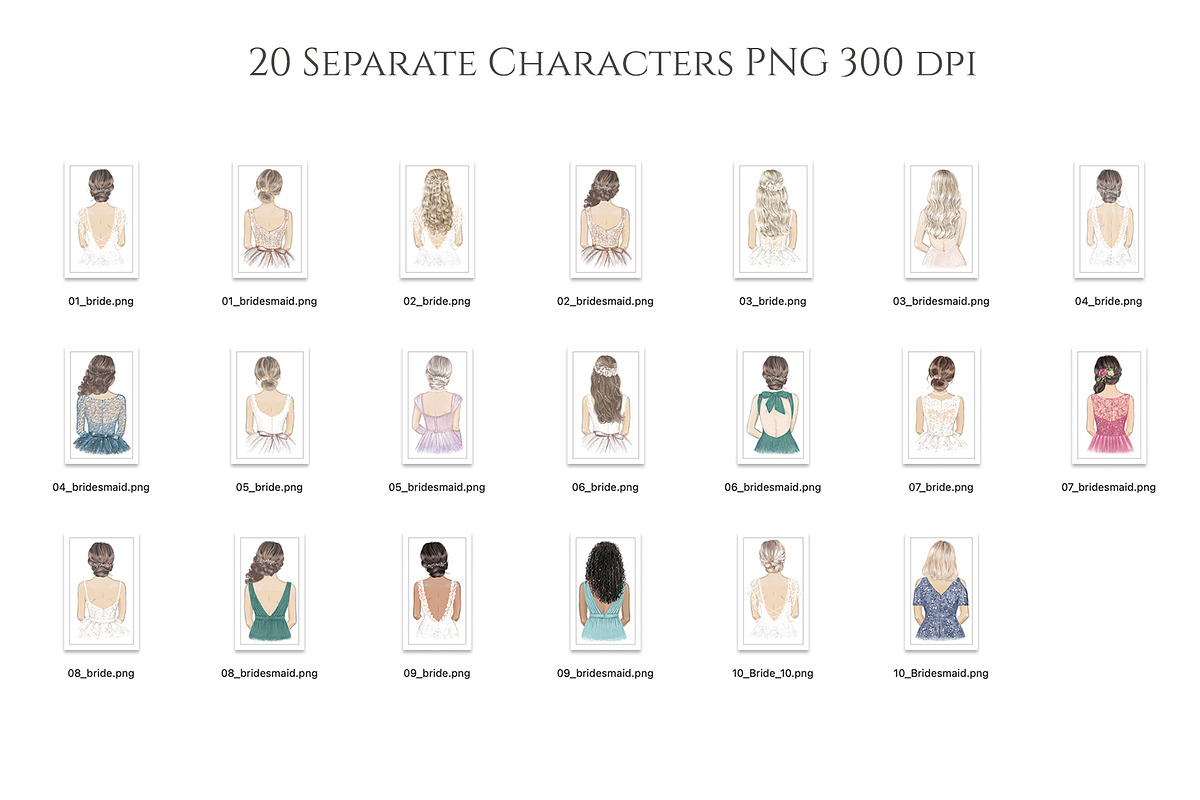 Bride & Bridesmaids Art Bundle, a Person Illustration by Maddy's Art & Mockups (Photo 12 of 12)
