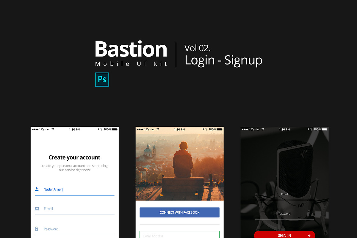 Bastion Mobile UI Kit_02Login-Signup, an UI Kit Template by CreativesCastle (Photo 5 of 5)