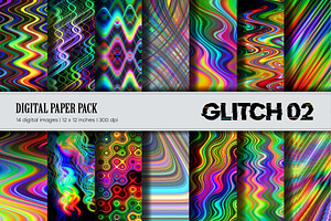Glitch Psychedelic 02. Digital Paper, a Texture Graphic by KENO Mascots