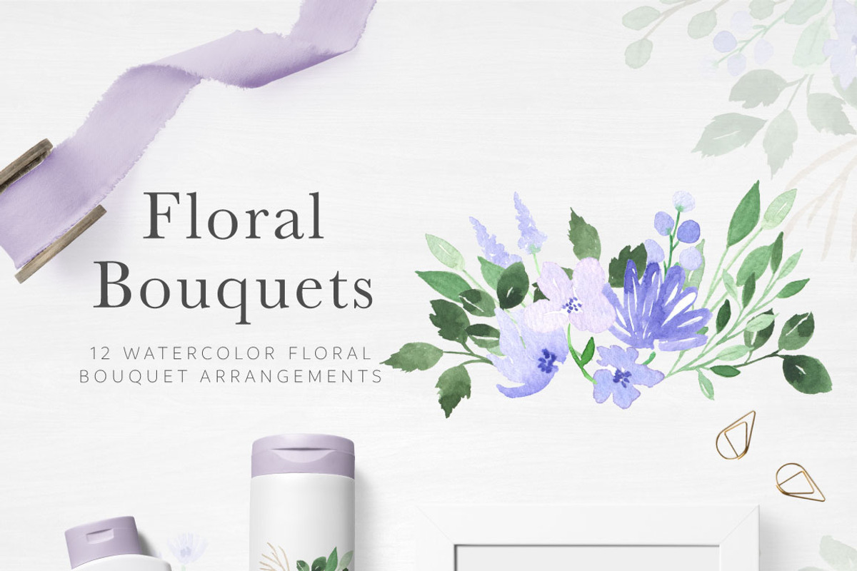 Violet Florals & Greenery Leaves, an Illustration by Momo Studio (Photo 5 of 19)