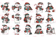 Christmas Snowman Clipart, a Graphic by Markicha Art (Thumbnail 3 of 4)
