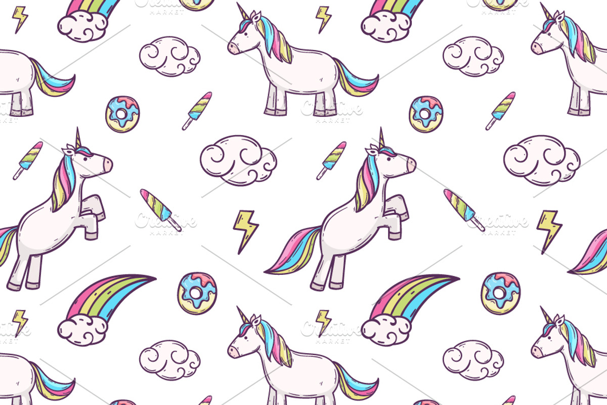 Cute Unicorn seamless pattern, a Pattern Graphic by Twelve.std