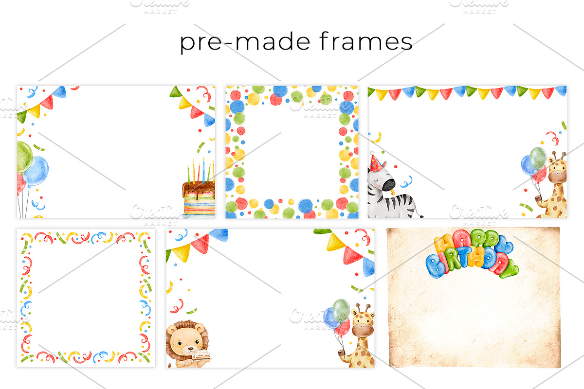 Baby Birthday watercolor clipart, a Seasonal Illustration by Eves_Aquadreams (Photo 8 of 13)