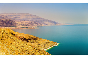 View of dead sea coastline in jordan featuring sea, jordan, and landscape, a Nature Photo by Leonid Andronov