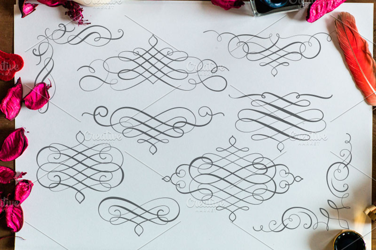 Set of **50** flourishes, a Decorative Illustration by ARSCOR (Photo 5 of 8)