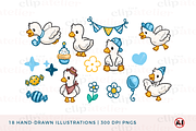 Silly Goose Party Clipart, an Animal Illustration by TheClipAtelier (Thumbnail 2 of 3)