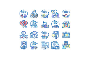 Private Detective set Icons hand, an Object Illustration by pikepicture