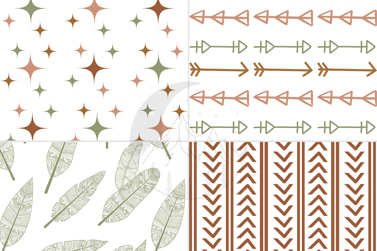 Boho Pattern Digital Paper, a Pattern Graphic by Paper & Pattern Studio