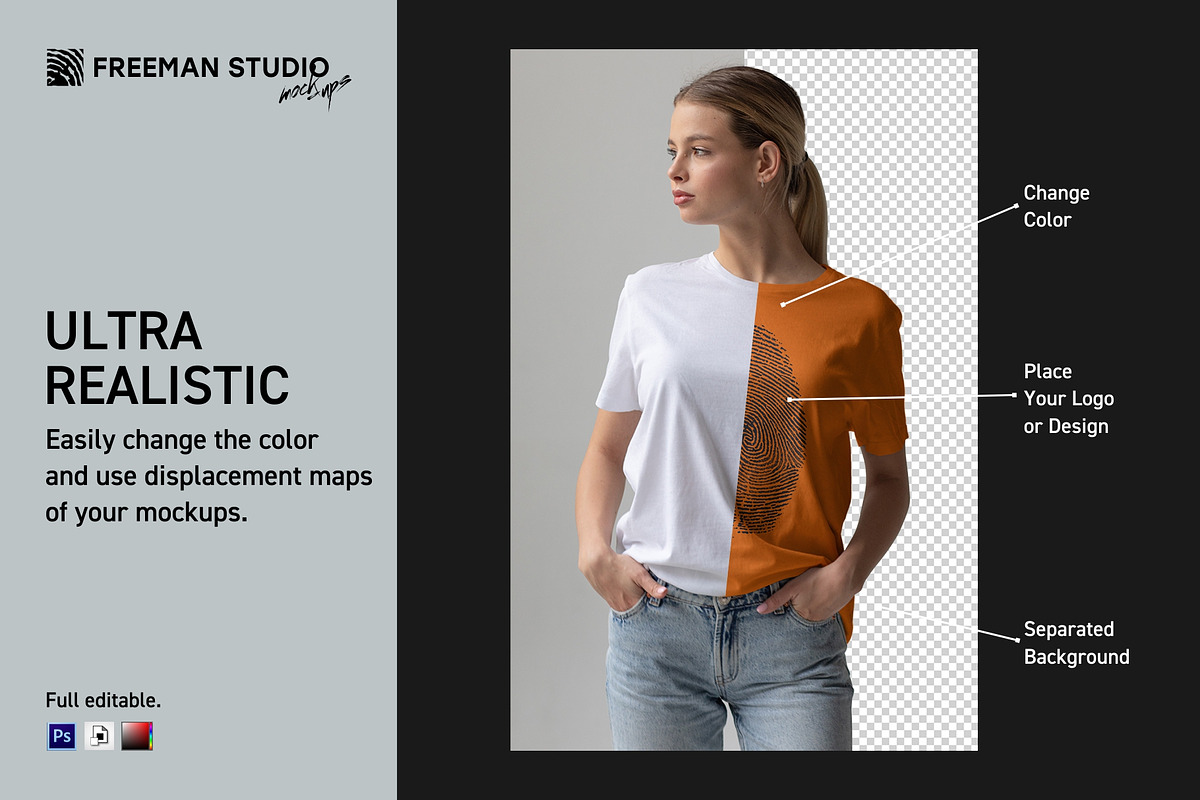 T-Shirt Mock-Up Set, a Shirt Mockup by Freeman Studio (Photo 4 of 14)