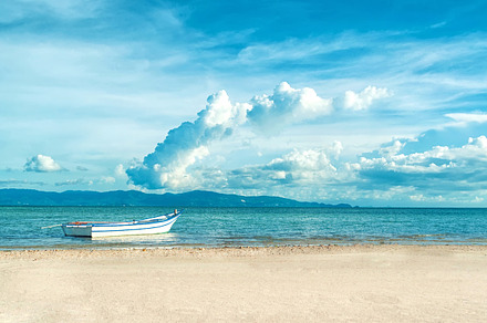 Boat on the sea featuring sky, nature, and sea, a Nature Photo by IrinaSS