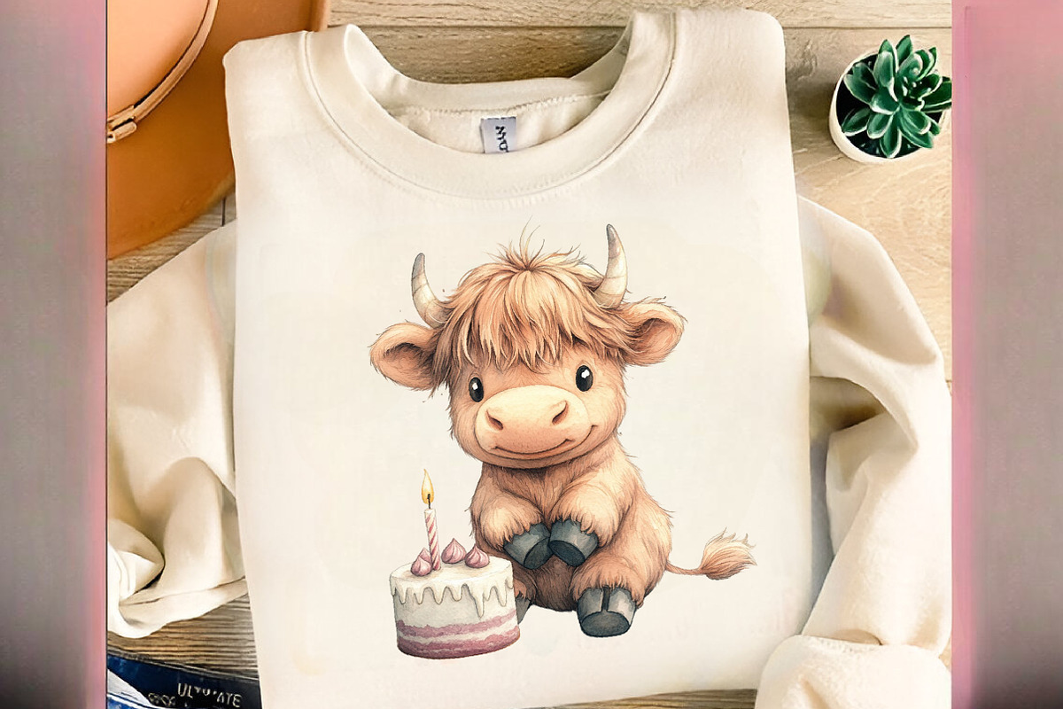 Birthday Highland Cow Clipart, an Illustration by Designworld (Photo 8 of 8)