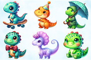 Cartoon Dinosaur Clipart Bundle, an Illustration by Craft Nest (Thumbnail 3 of 6)