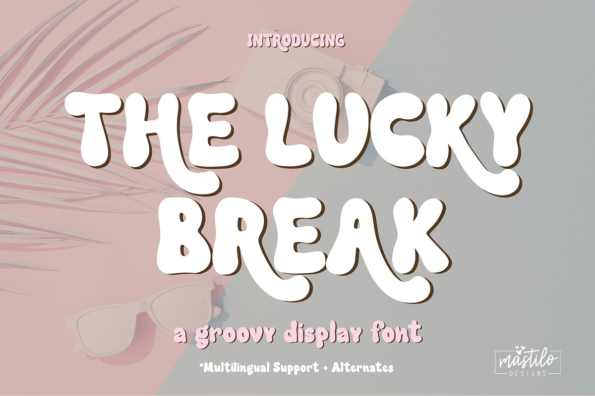 The Lucky Break Retro Groovy Font, a Font by Mastilo Designs (Photo 1 of 9)