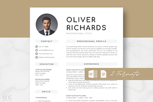 Basic Resume Template - The Oliver, a Resume Template by AntDesignStudio