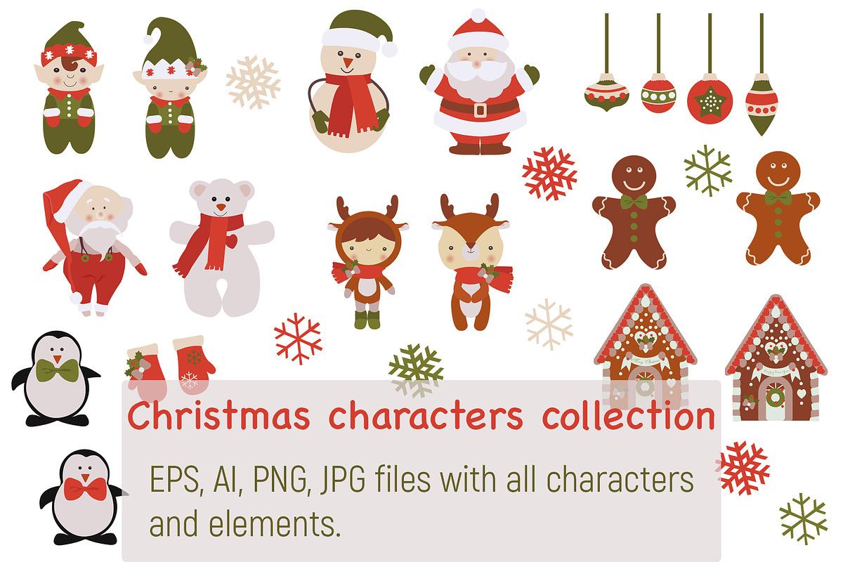 Set of Christmas characters, an Illustration by Olha's watercolor (Photo 1 of 3)
