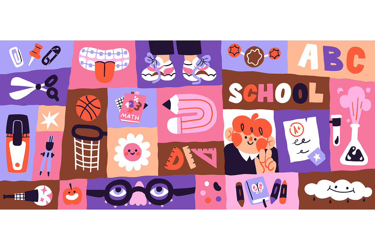 Back to school backgrounds, stickers, an Education Illustration by PaperTrident (Photo 2 of 5)