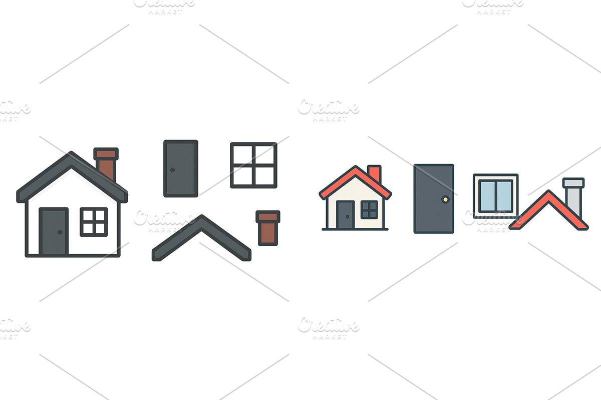 Collection of simple house and, an Object Illustration by ZinetroN