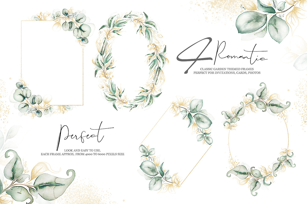 Mellow Greenery. Watercolor and Gold, a Decorative Illustration by Tinydew (Photo 10 of 14)