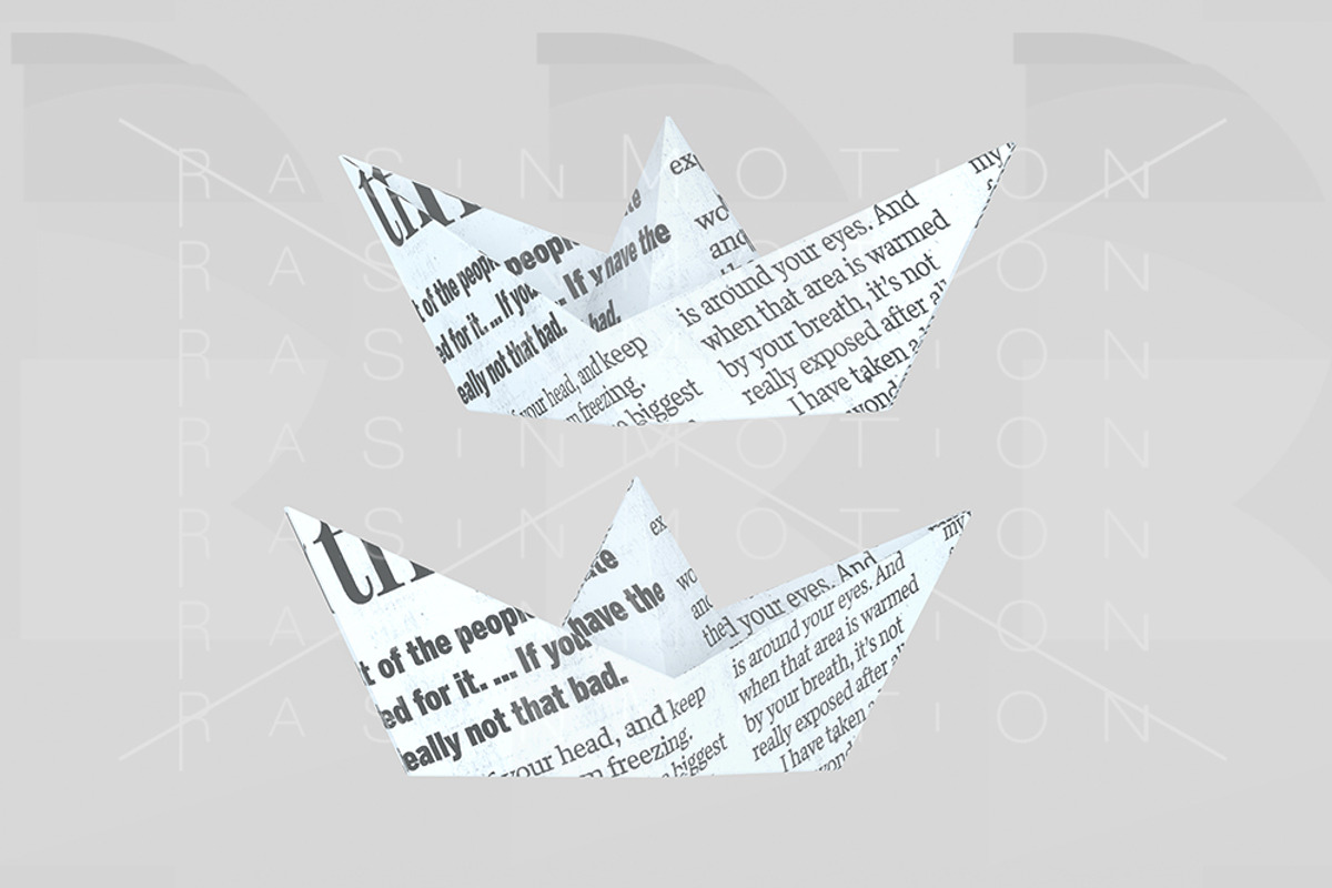 Newspaper paper boat. 3d illustratio, an Illustration by rasinmotion