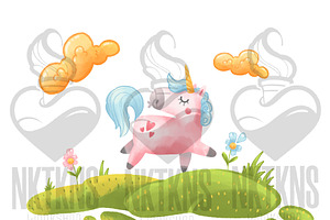 Watercolor Unicorns Clipart