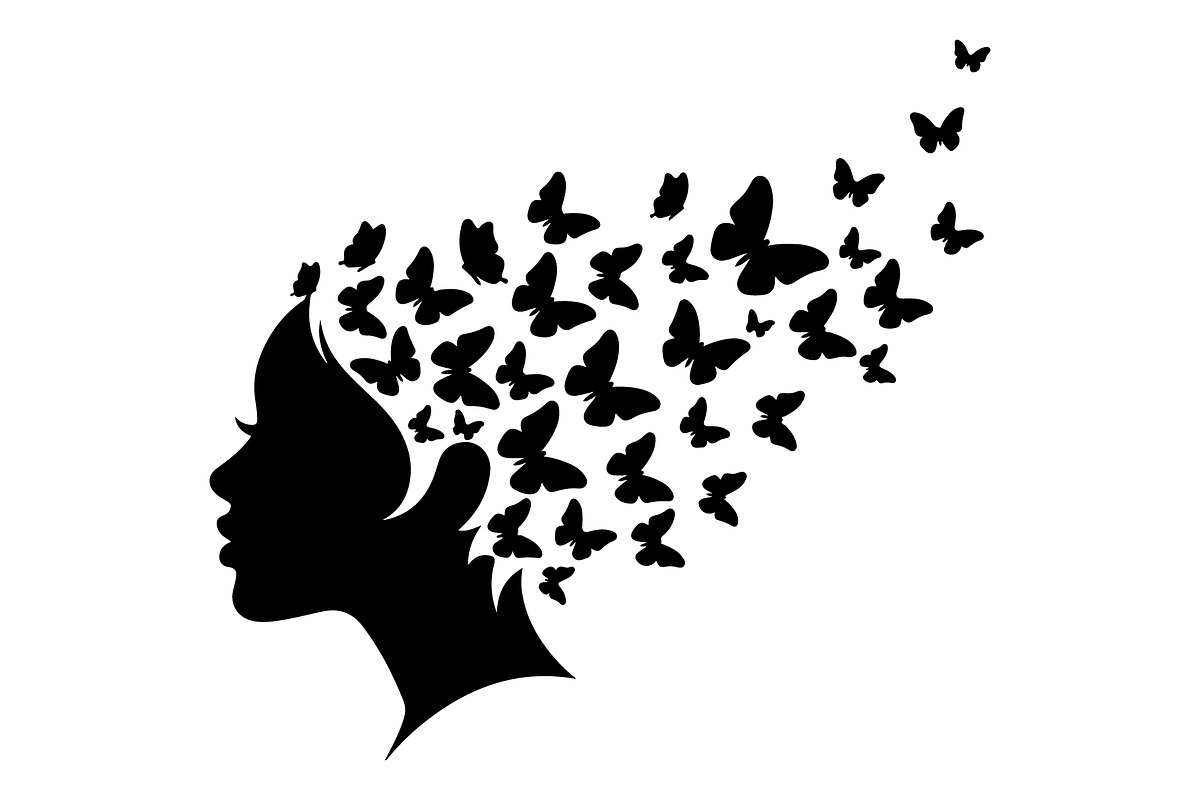 Woman Butterfly Hair Silhouette, an Object Illustration by yasushie (Photo 31 of 31)