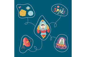 Space Cartoon Style Vector Concept