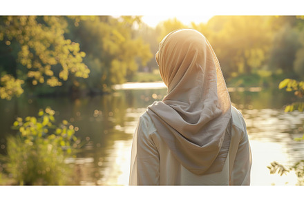 young Muslim European woman enjoying, a Nature Photo by Lermont51