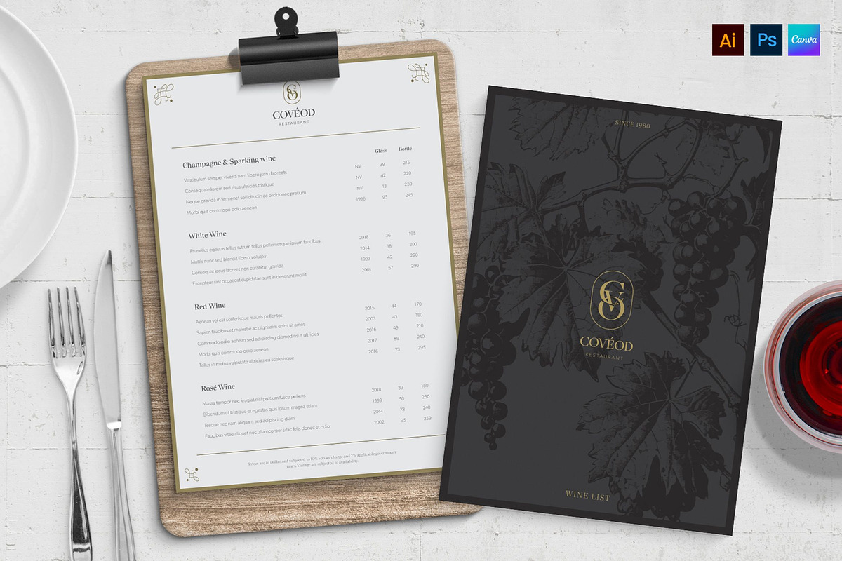 Wine List Template, a Flyer Template by BrandPacks (Photo 1 of 5)